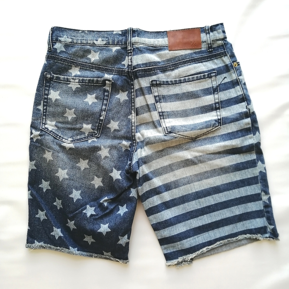 USA Flag Denim Shorts 32